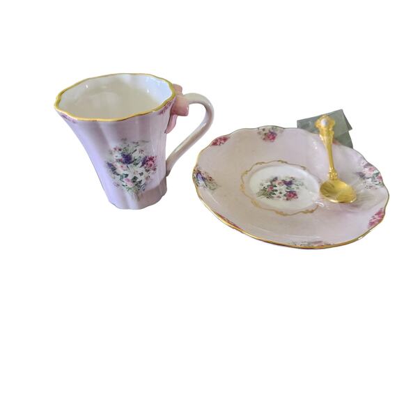 Bradford Edition 13 piece Vintage Teacup Set Blue, Green, Pink, and Yellow - Picture 5 of 8